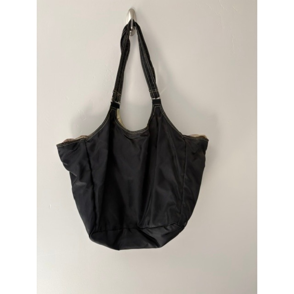 Vintage Avon Lite Weights Black Nylon Tote Bag Contrast Stitch Shoulder Bag